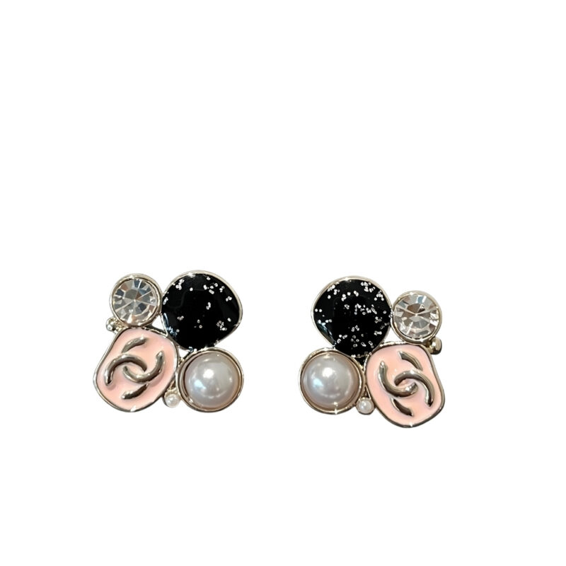 Chanel Resin Pearl And Sparkling Crystal Silver Earrings ABG633 B22459 U4652