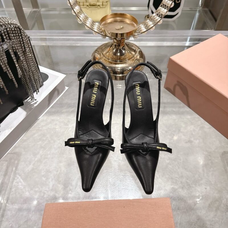Alternative view of Miu Miu Leather Slingback Pumps With Bow Black 5I474E 79N F0002 F 105