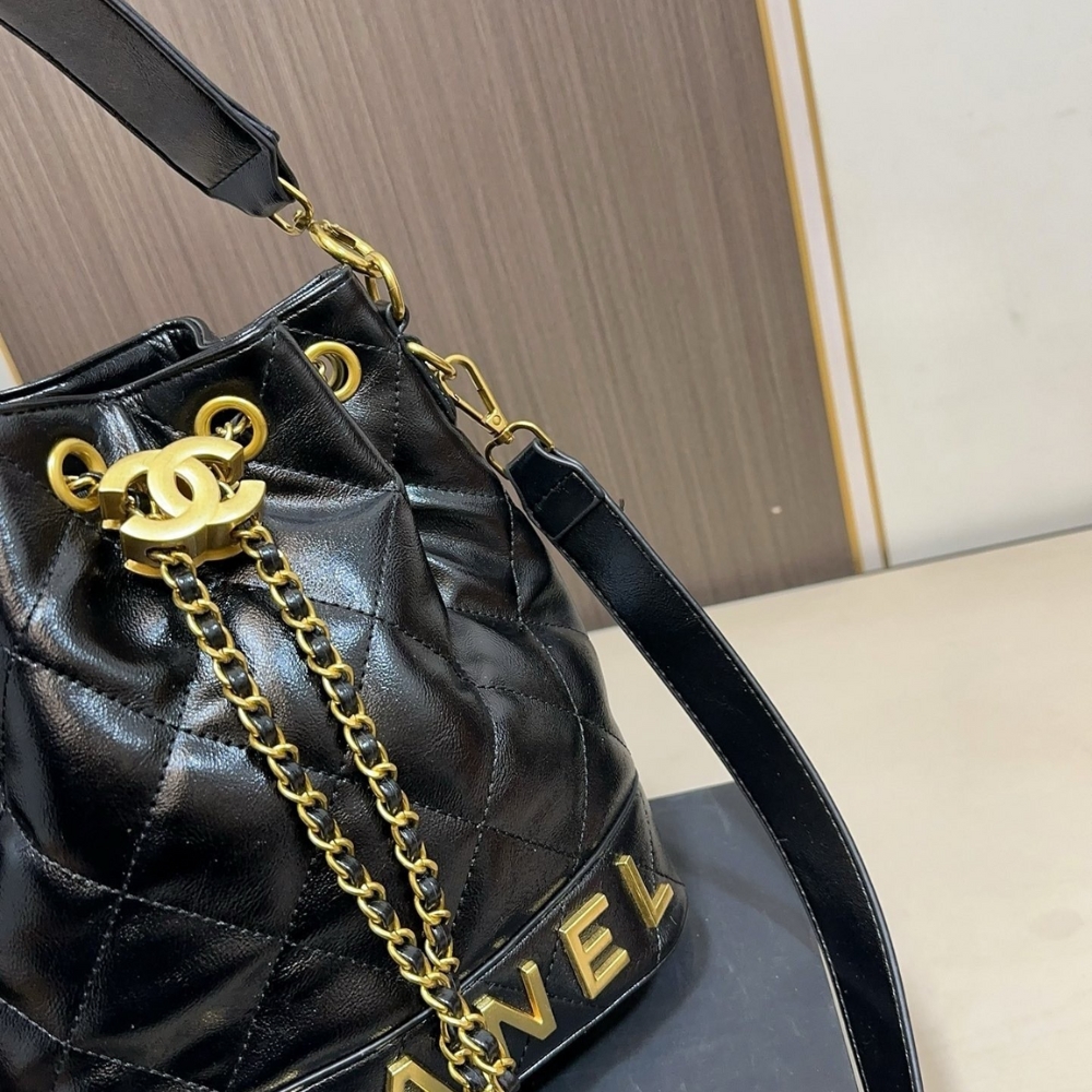 Chanel Small Bucket Bag With Gold CC Logo Black 21cm - Image 6