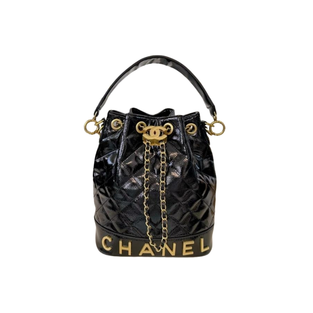 Chanel Small Bucket Bag With Gold CC Logo Black 21cm
