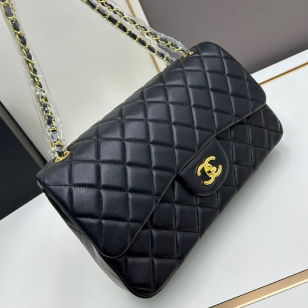 Chanel Classic 11.12 Gold Tone Metal Black 30Cm - Image 3