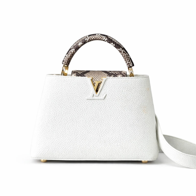 Louis Vuitton Capucines BB White And Python Trim 27cm