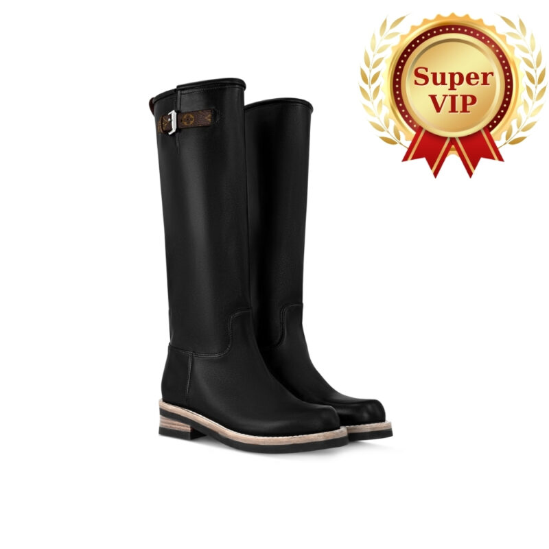 [Super Vip 1:1] Louis Vuitton LV Biker High Boot Black 1AGM85