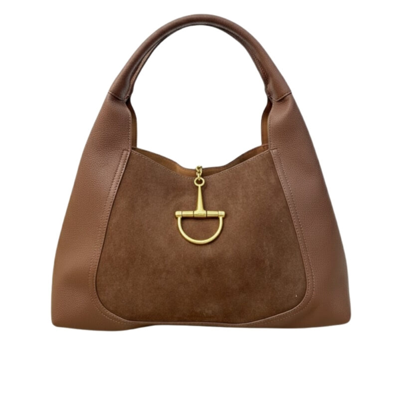 Gucci Softbit Maxi Suede Shoulder Bag Brown 42Cm