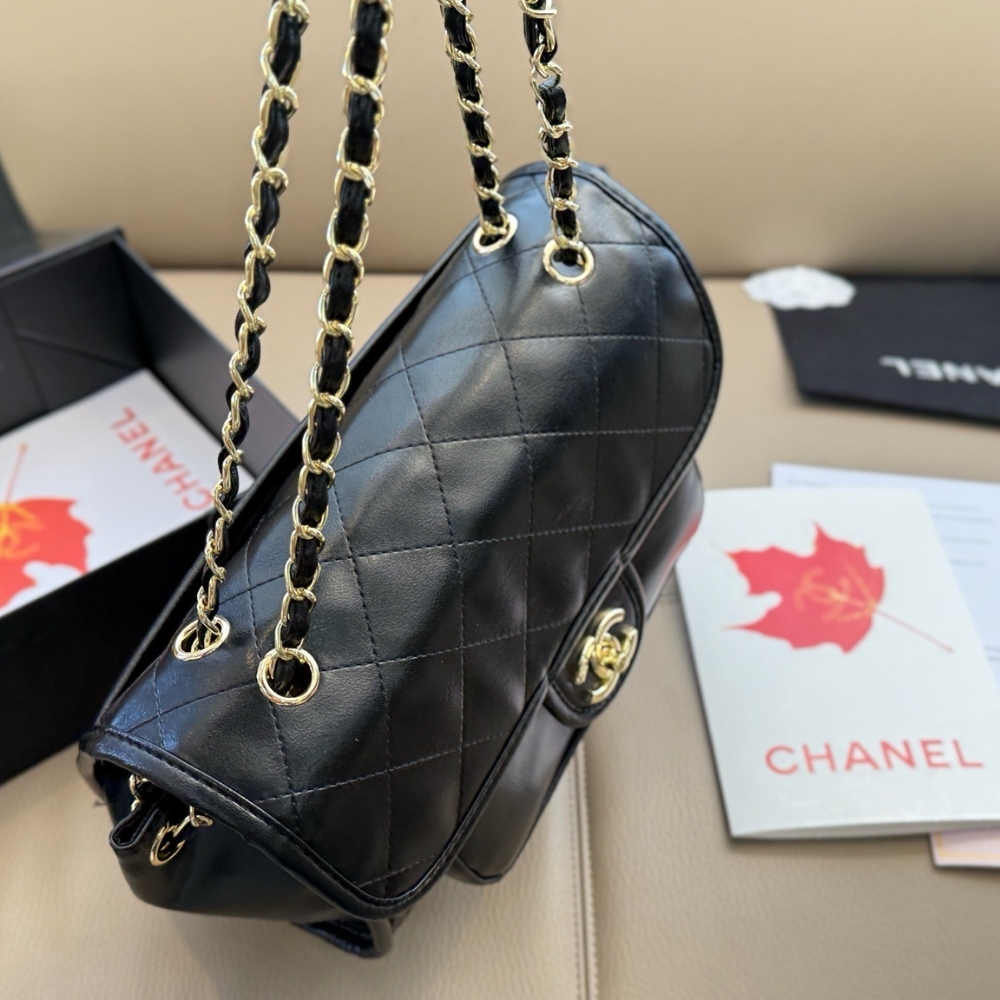 Chanel Large Straight Lined Flap Bag In Black 28Cm - Image 3