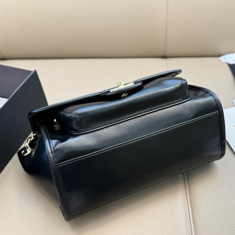 Chanel Large Straight Lined Flap Bag In Black 28Cm - Image 6