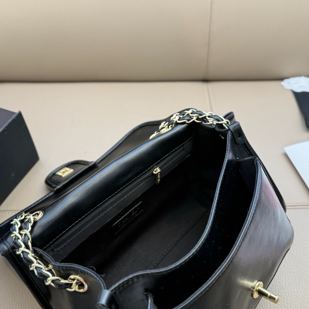 Chanel Large Straight Lined Flap Bag In Black 28Cm - Image 7