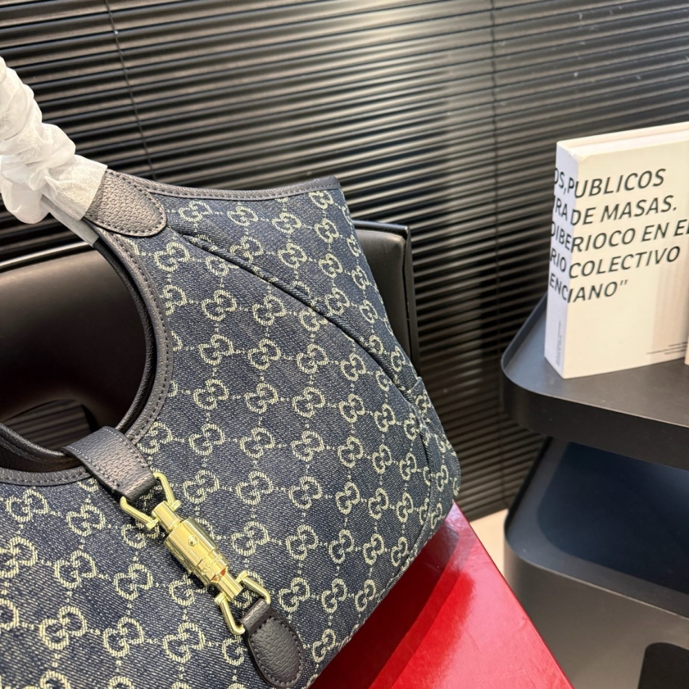 Gucci Mercato Medium Tote Bag Denim Navy Blue 36Cm - Image 6