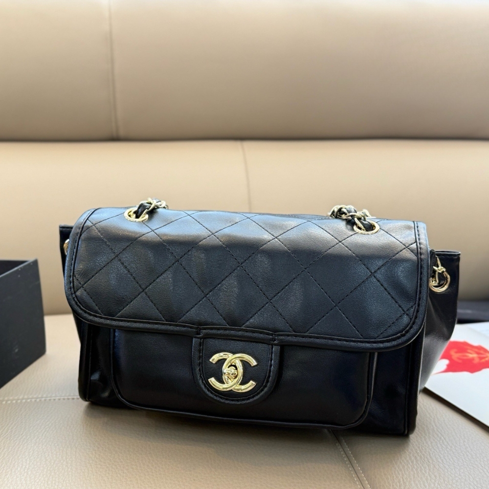 Chanel Large Straight Lined Flap Bag In Black 28Cm - Image 2