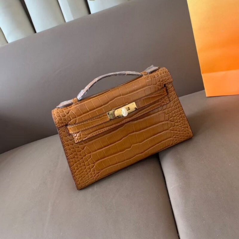 Alternative view of Hermès Mini Kelly 20 Alligatore Gold Hardware Brown 20cm