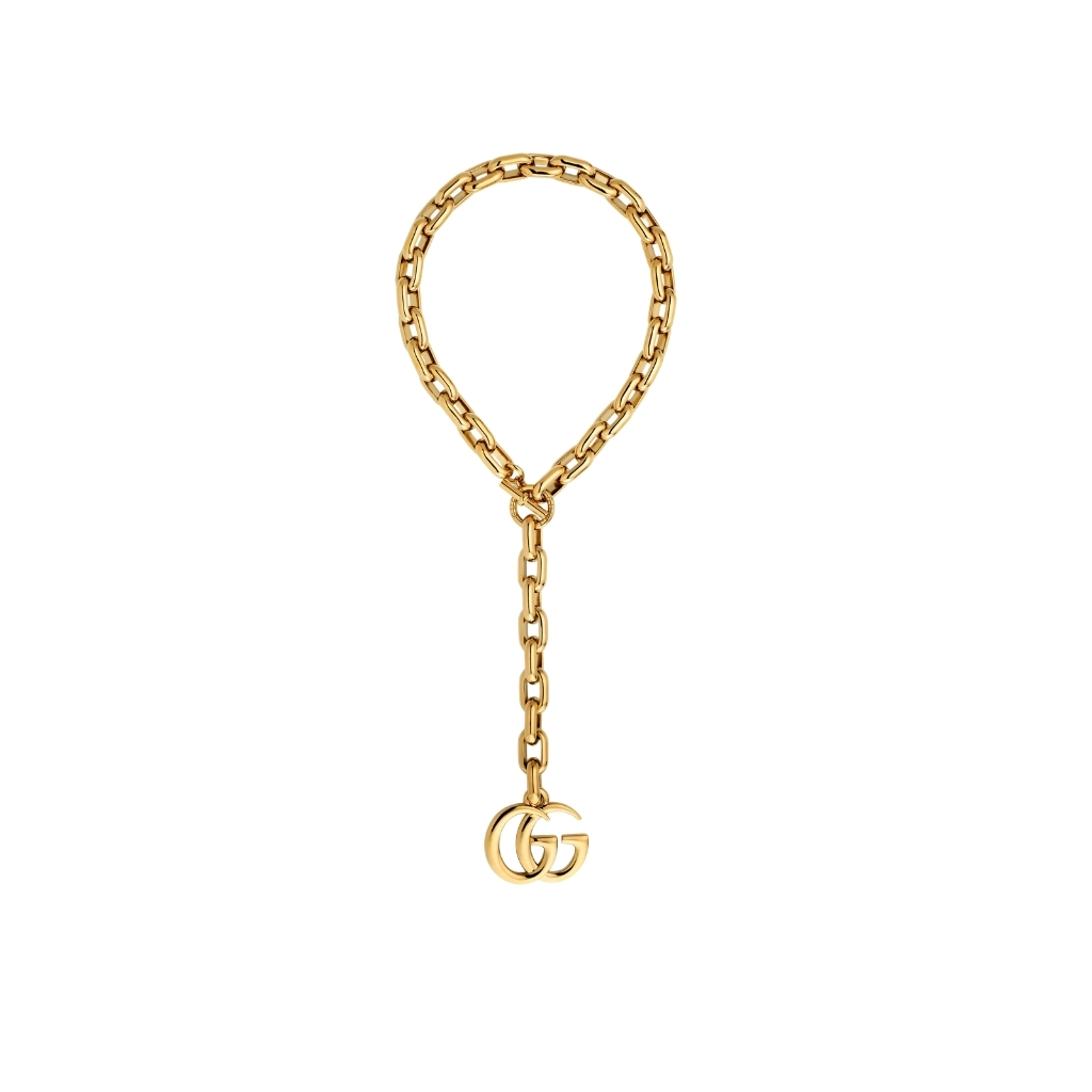 Gucci GG Marmont Pendant Chain Necklace Gold 63865 I8157 8027