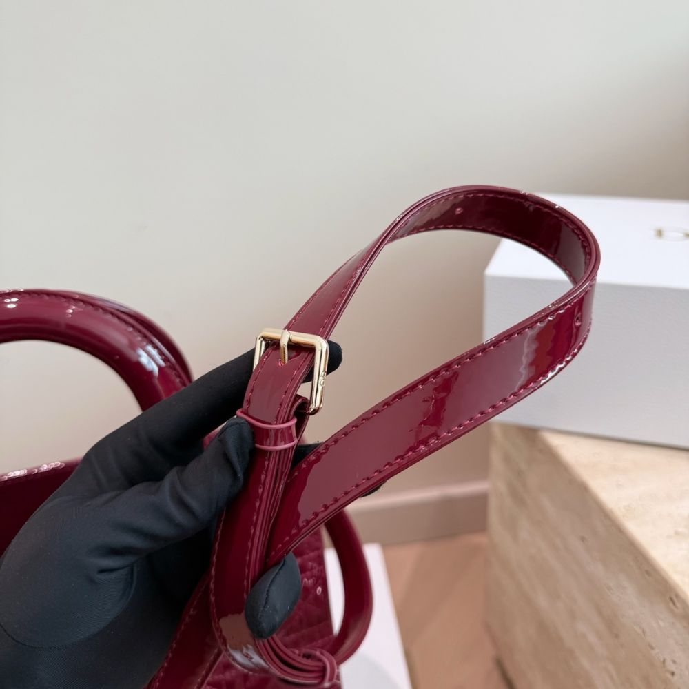 Dior Lady Dior Bag Dark Red Gold Charm Edition 25Cm - Image 4