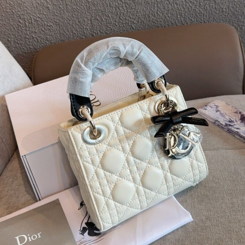 Alternative view of Dior Mini Lady Dior Bag With Chain White and Black 17Cm M0505PUQC M06E