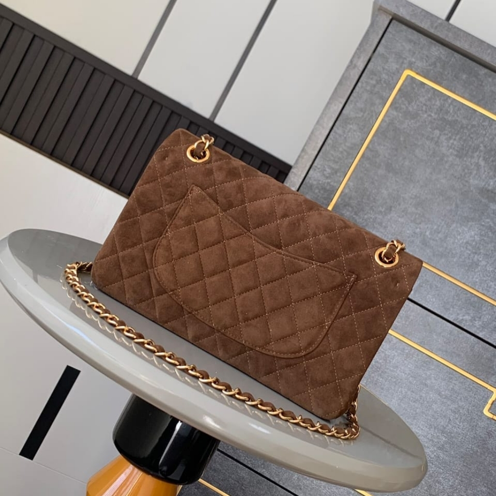 Chanel Classic Medium Double Flap Bag Gold Tone Dark Brown 25cm - Image 3