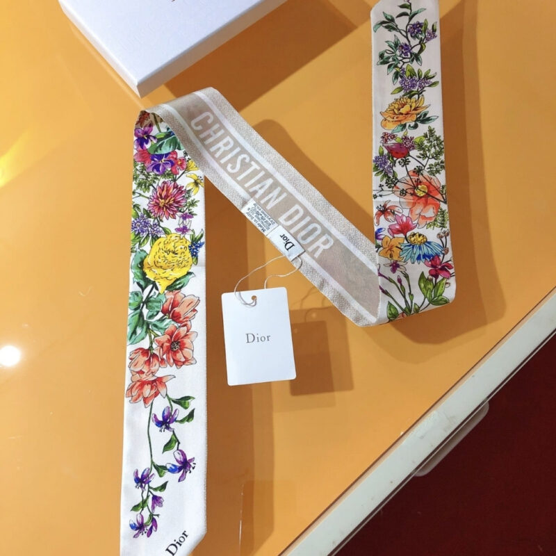 Alternative view of Dior D Floral Mitzah Scarf Multicolor Silk Twill White 24FCO106I606 C082