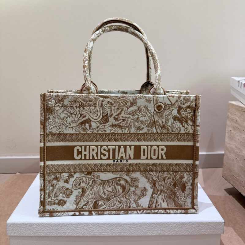 Alternative view of Dior Medium Book Tote Toile De Jouy Embroidery Ecru Brown 36cm