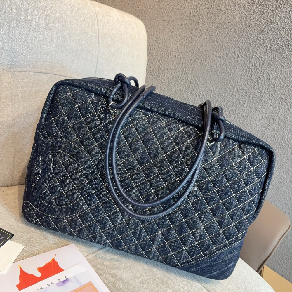 Chanel Denim Duffle Bag Blue Denim 40Cm - Image 3