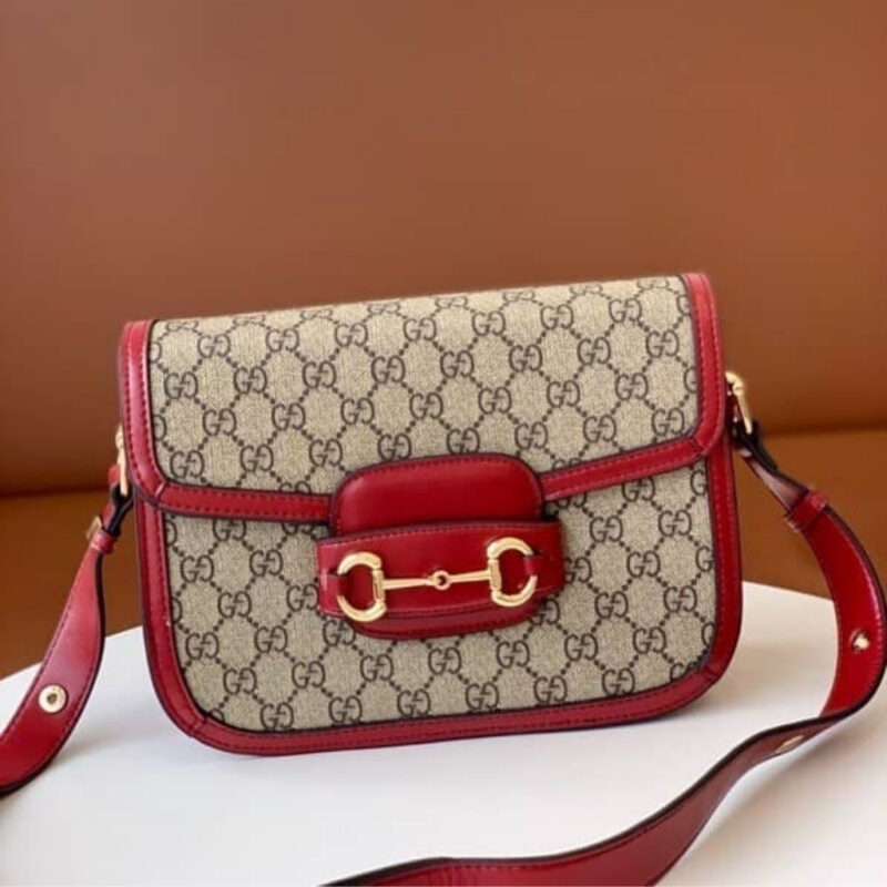 Alternative view of Gucci Horsebit 1955 Soft Small Shoulder Bag Beige Red 25cm 815178 FAD6M 8759