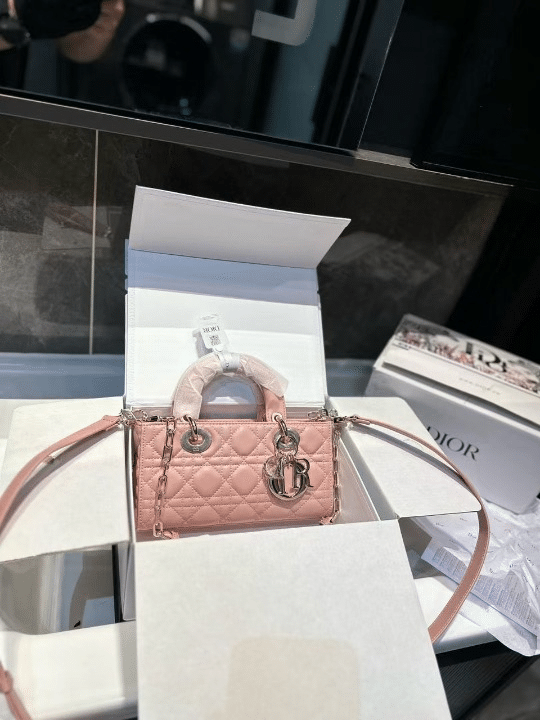DIOR LADY D-JOY BAG LIGHT PINK 22CM