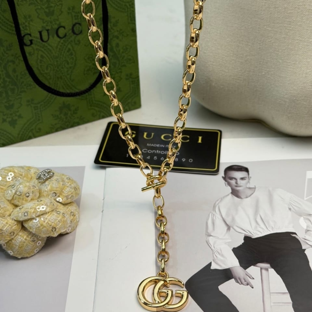 Gucci GG Marmont Pendant Chain Necklace Gold 63865 I8157 8027 - Image 6