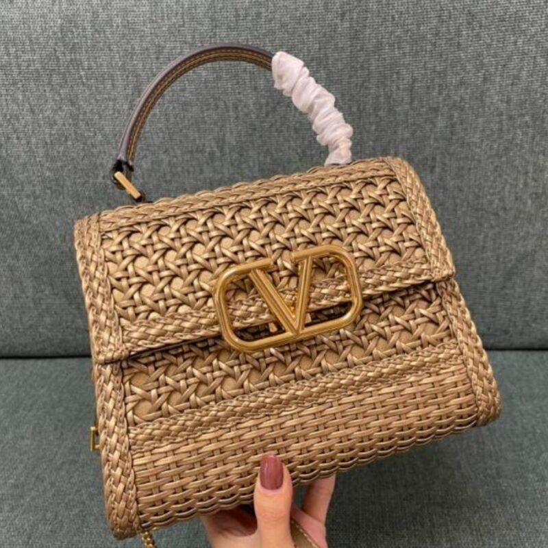 Alternative view of [Super Vip 1:1] Valentino VSling Beige Woven Leather Small Top Handle Bag