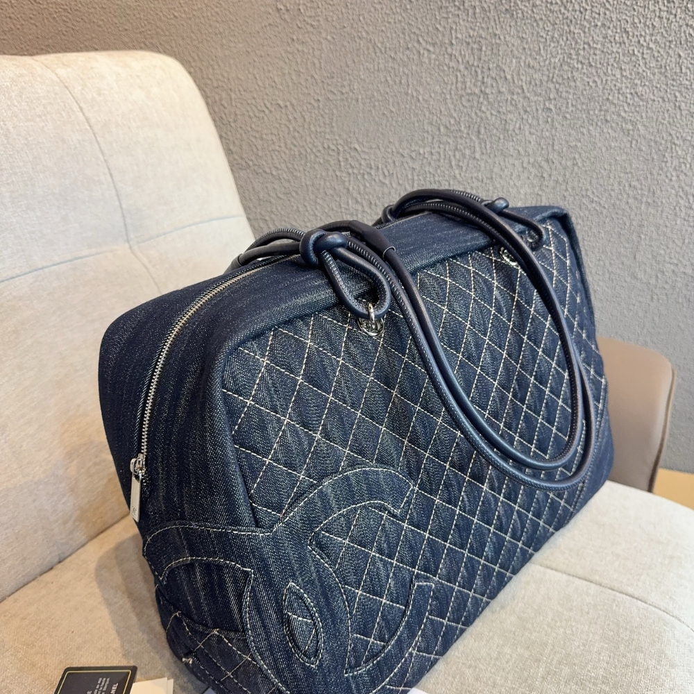 Chanel Denim Duffle Bag Blue Denim 40Cm - Image 4