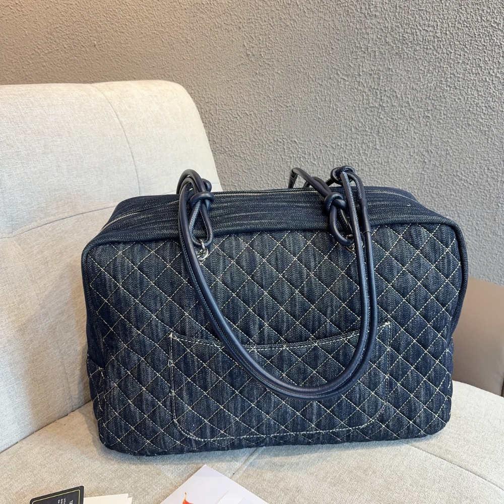 Chanel Denim Duffle Bag Blue Denim 40Cm - Image 5