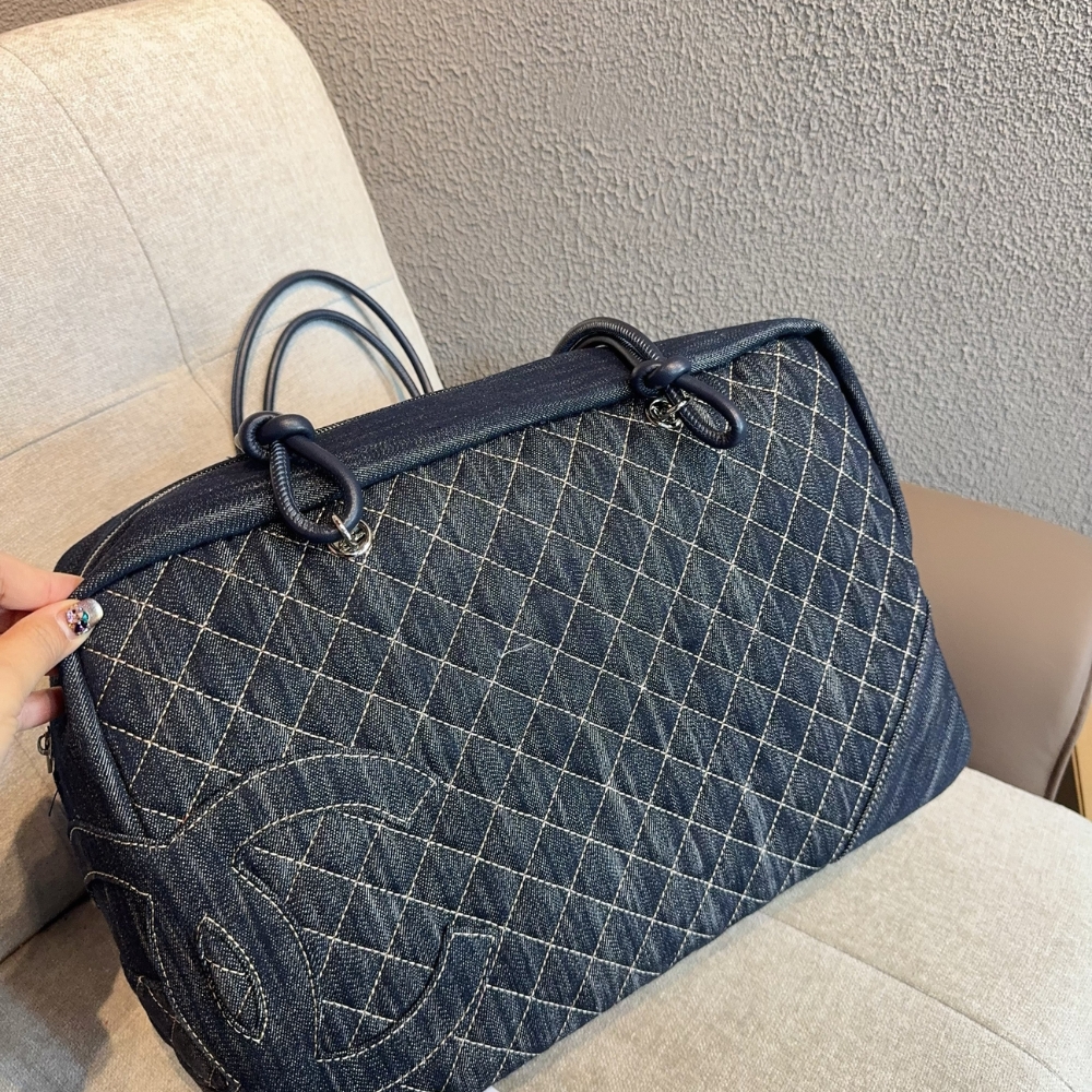 Chanel Denim Duffle Bag Blue Denim 40Cm - Image 6