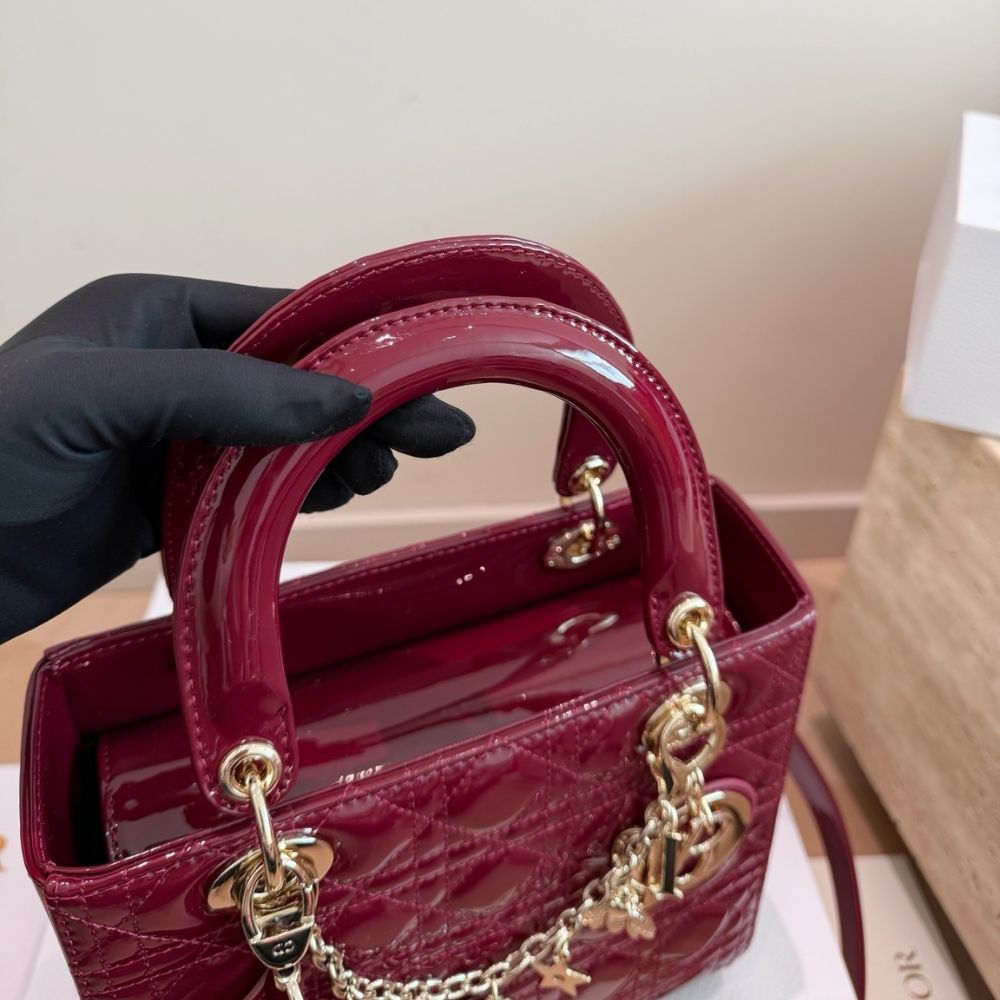 Dior Lady Dior Bag Dark Red Gold Charm Edition 25Cm - Image 10