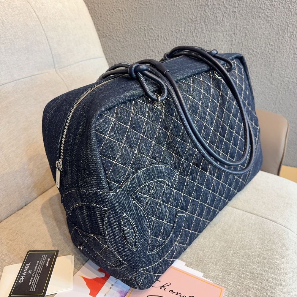 Chanel Denim Duffle Bag Blue Denim 40Cm - Image 7