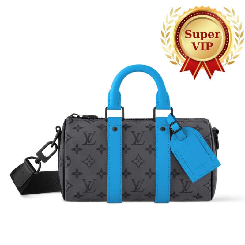 [Super Vip 1:1] Louis Vuitton Keepall Bandoulière 25 Monogram Eclipse Reverse Turquoise 25Cm M11645