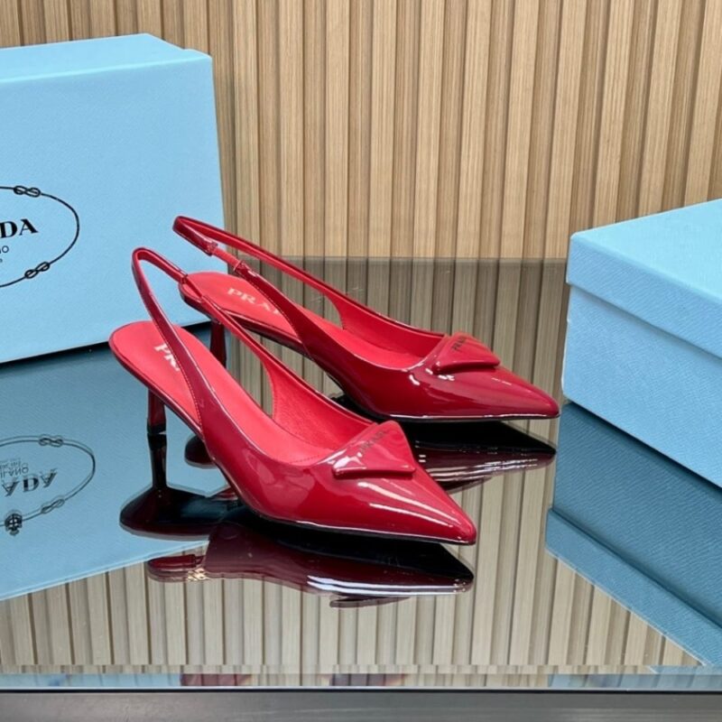 Alternative view of Prada Patent Leather Slingback Pumps Red 1I901M XUW F0011 F DD55