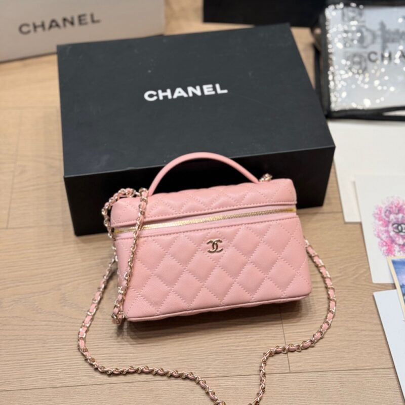Alternative view of Chanel Classic Vanity With Chain Gold Hardware Pink 19Cm