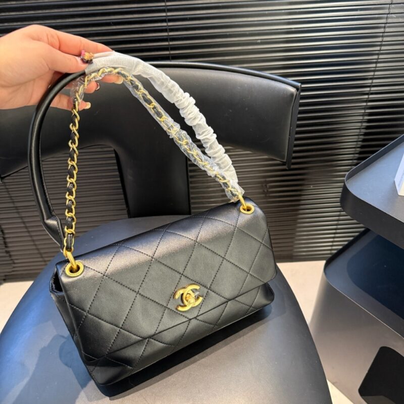 Alternative view of Chanel Large Flap Bag Gold Tone Hardware Black 25Cm