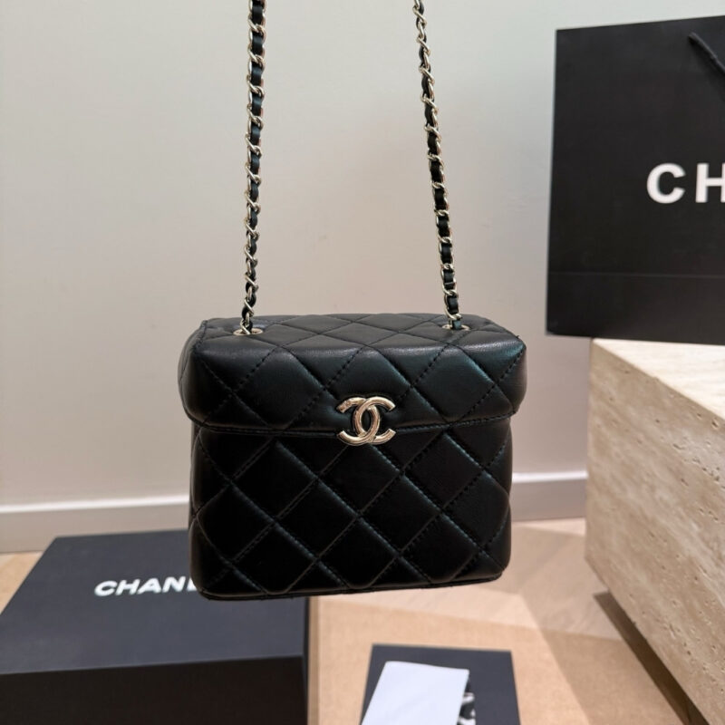 Alternative view of Chanel Small Secret Box Bag Quilted Leather Gold Tone Black 16cm