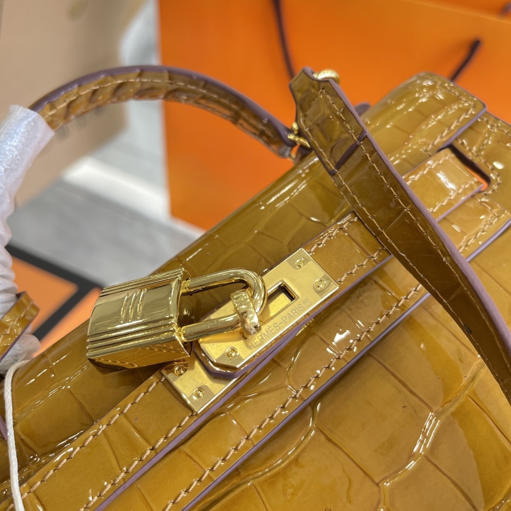 Hermès Mini Kelly 20 Alligatore Gold Hardware Brown 22cm - Image 5