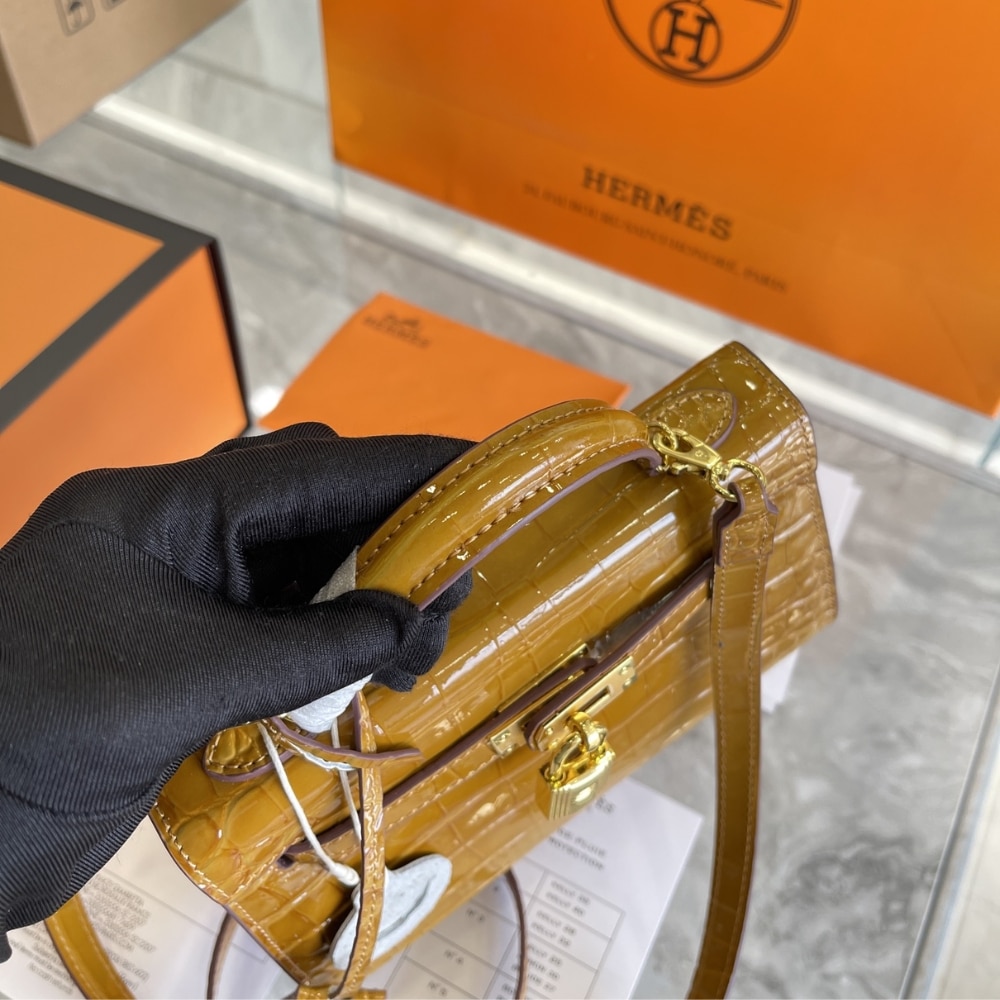 Hermès Mini Kelly 20 Alligatore Gold Hardware Brown 22cm - Image 4