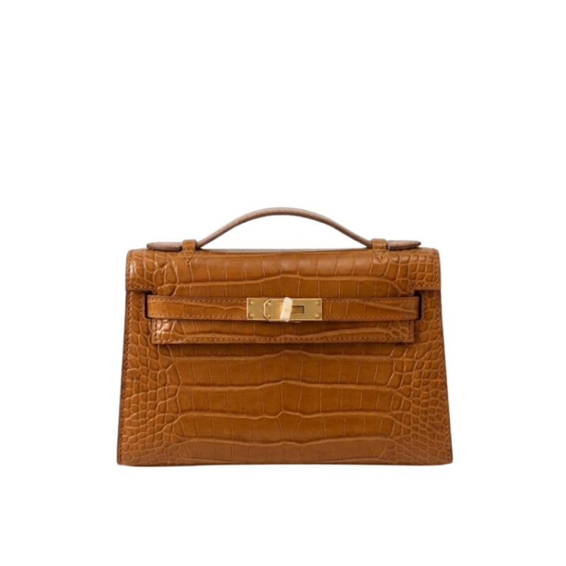 Hermès Kelly Pochette Mississippi Tabac Camel 22cm