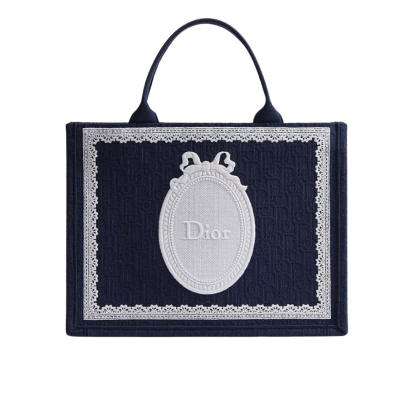 Dior Medium Book Tote With Strap Oblique Embroidery Blue White 36Cm M1354PEHS M928