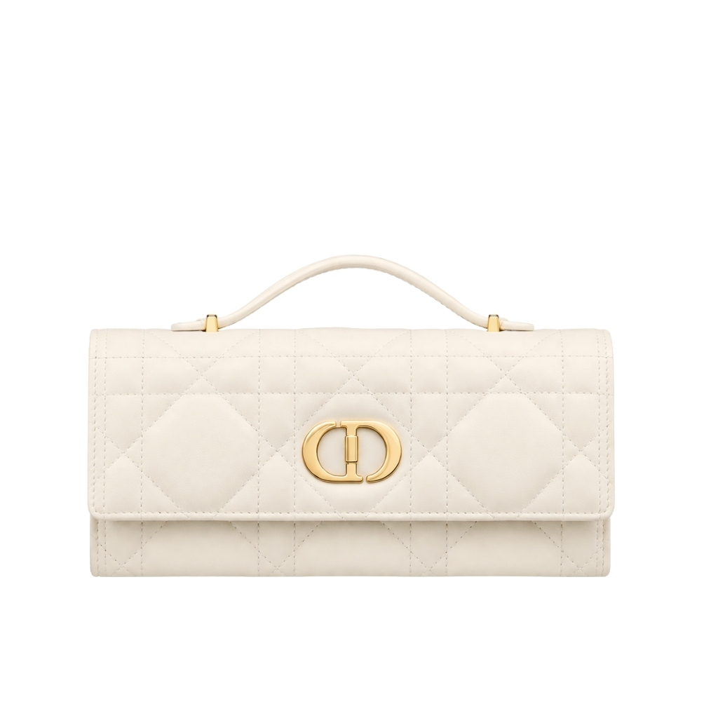 Dior Miss Caro Top Handle Pouch Macrocannage Cream 24cm