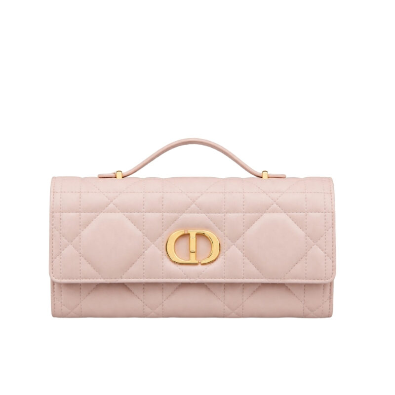 Dior Miss Caro Top Handle Pouch Macrocannage Light Pink 24cm