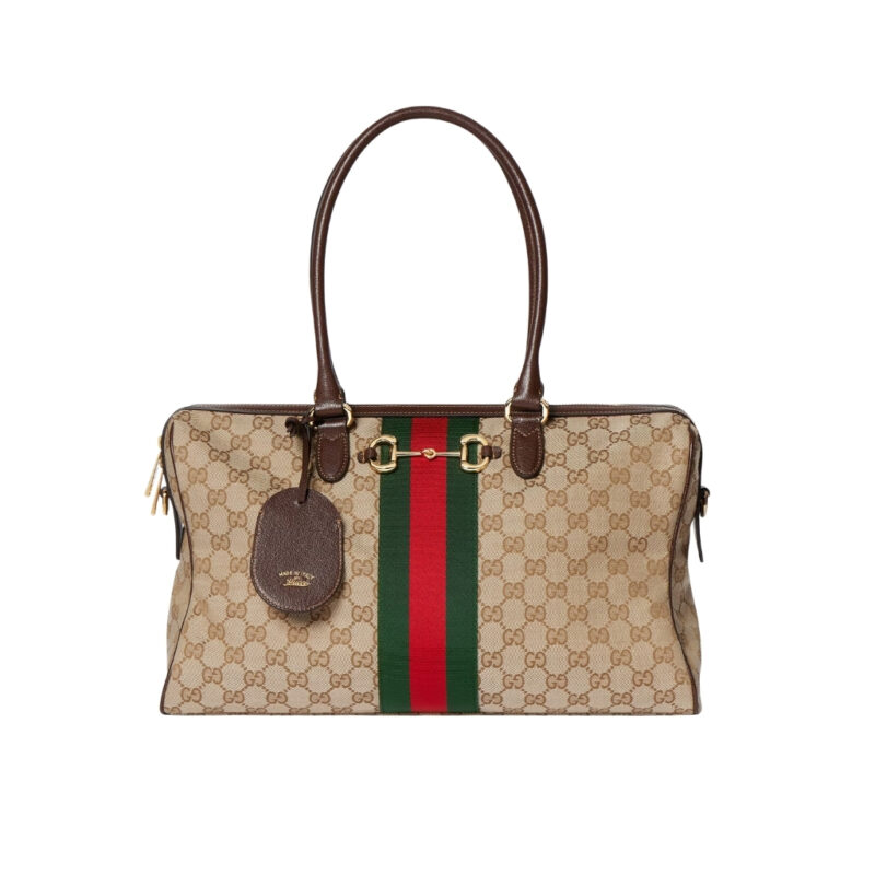 Gucci Borsetto Large Boston Bag GG Canvas Sand And Brown 38Cm 866734 FAFV9 9653
