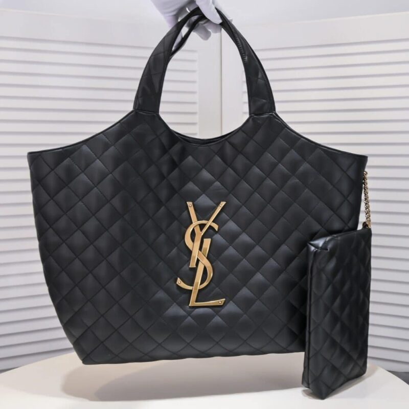 Alternative view of Summer Set: Saint Laurent Icare Maxi Shopping Bag In Quilted Black And Logo Slippers Black