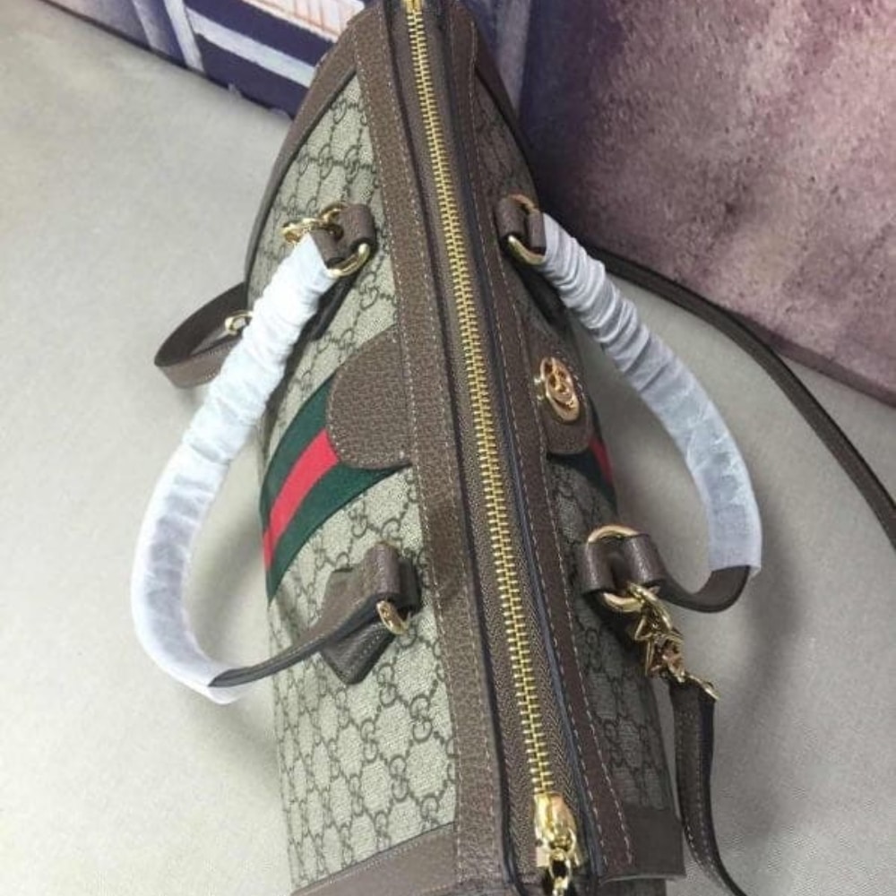 Summer Set: Gucci Ophidia Gg Medium Top Handle Tote Bag And Zip Around Wallet Brown - Image 3