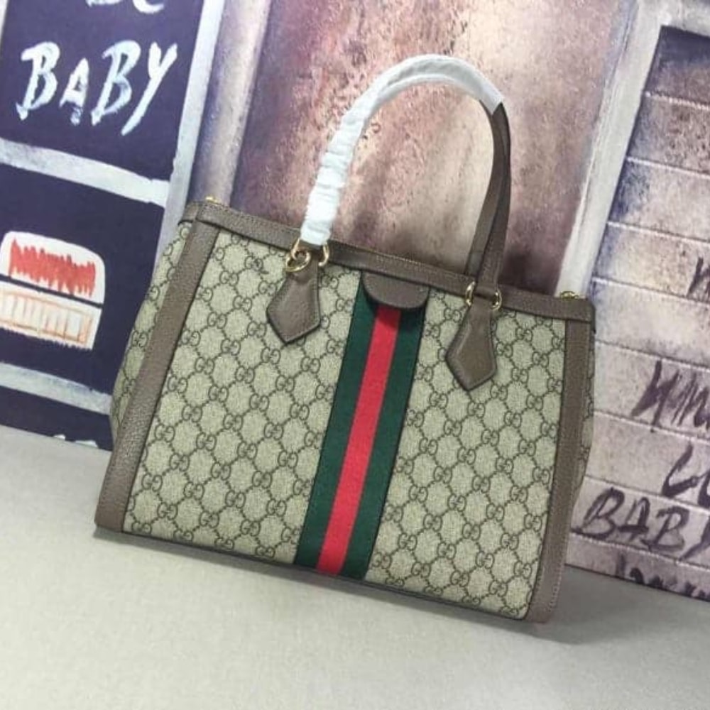 Summer Set: Gucci Ophidia Gg Medium Top Handle Tote Bag And Zip Around Wallet Brown - Image 7