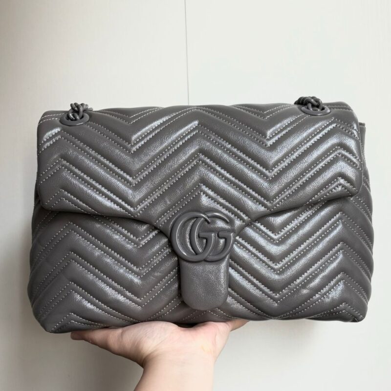Alternative view of Gucci Marmont Medium Shoulder Bag Gray 31Cm