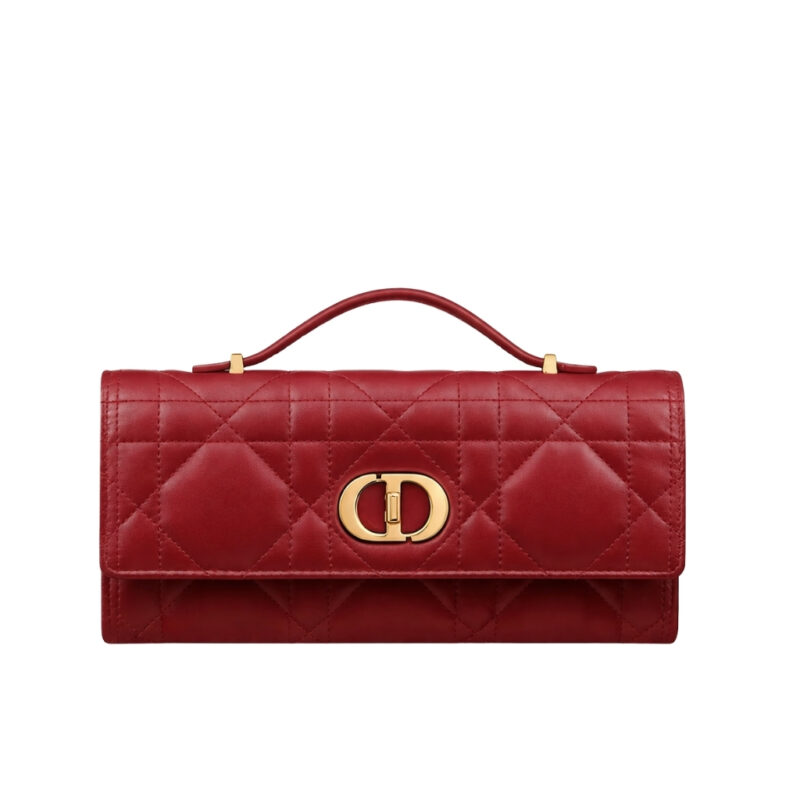 Dior Miss Caro Top Handle Pouch Macrocannage Red 24cm