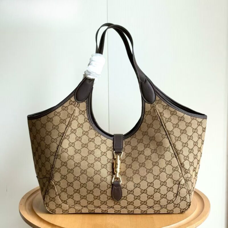 Alternative view of Gucci Mercato Medium Tote Bag Sand And Brown GG Canvas 35cm 866645 FAFV2 9651