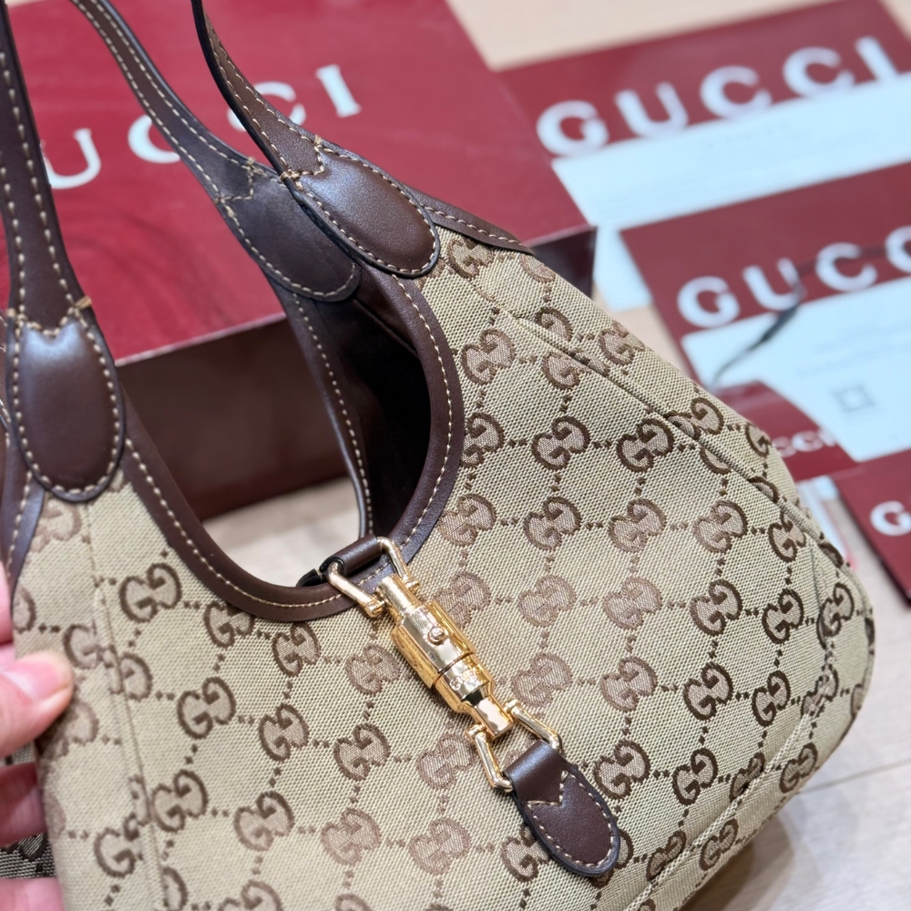 Gucci Mercato Small Tote Bag Sand And Brown GG Canvas 25cm 866646 FAFV2 9651 - Image 3