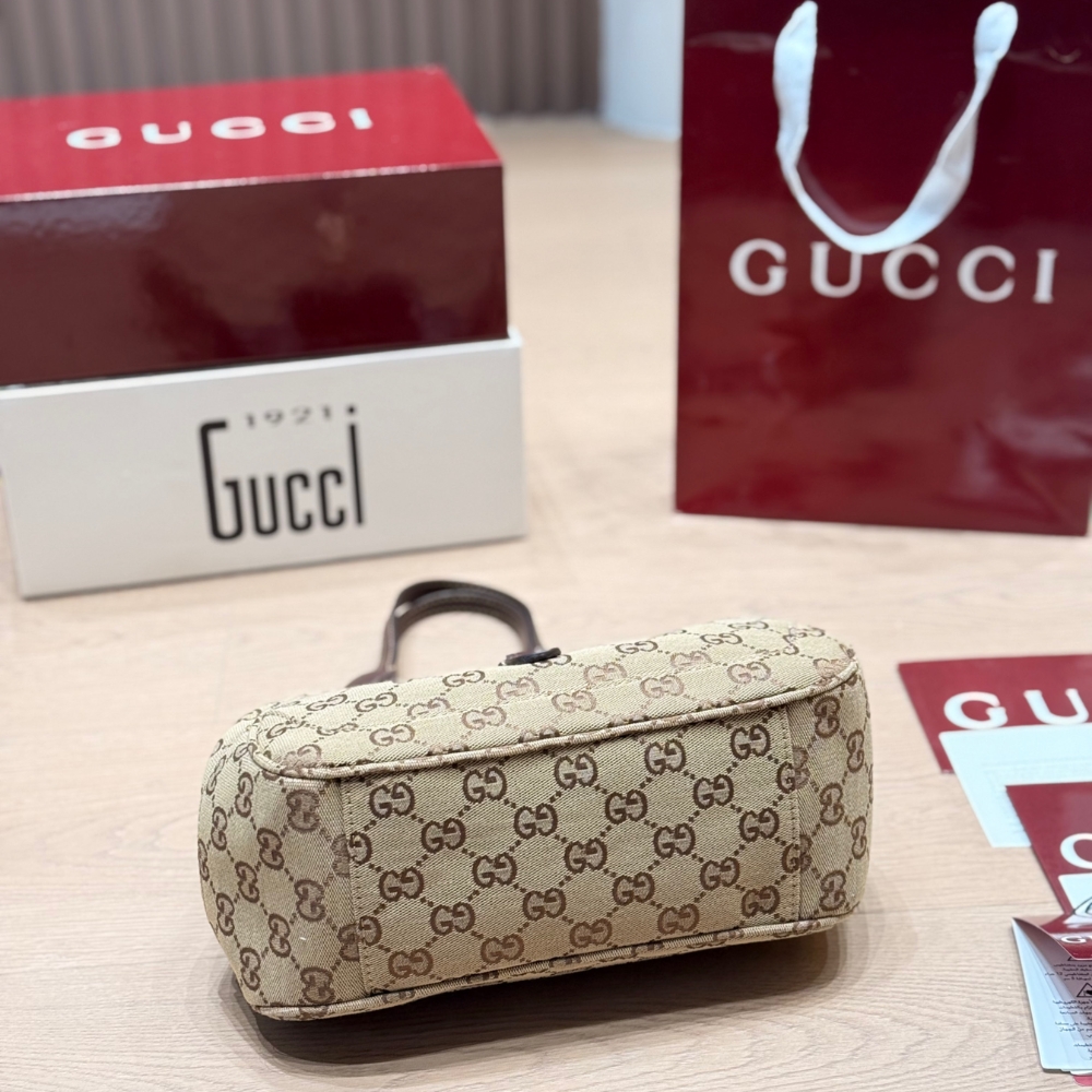 Gucci Mercato Small Tote Bag Sand And Brown GG Canvas 25cm 866646 FAFV2 9651 - Image 4